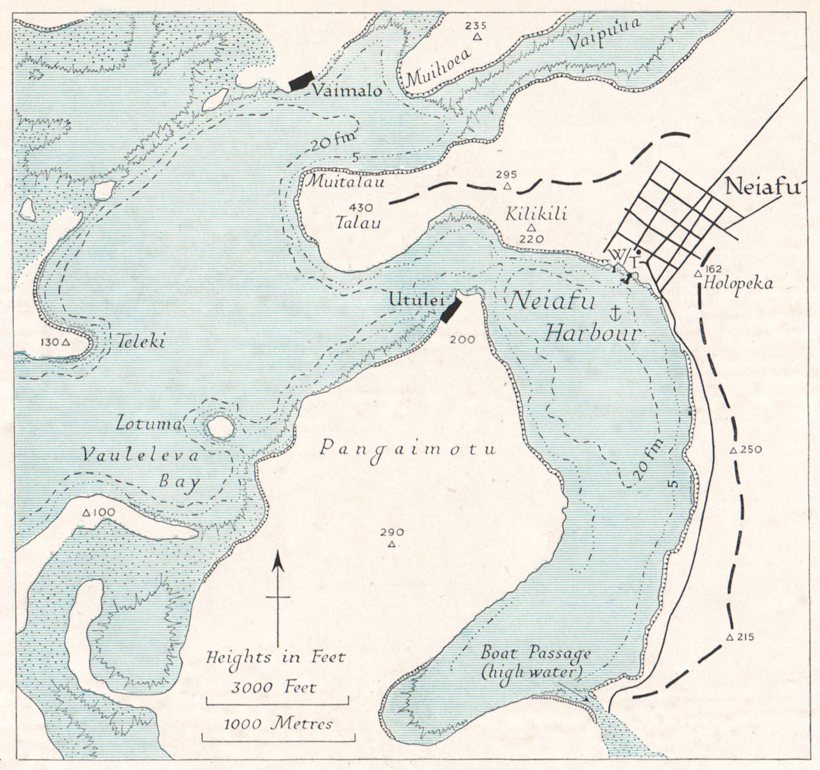TONGA. Neiafu harbour, Vava'u. WW2 ROYAL NAVY INTELLIGENCE MAP 1944 old